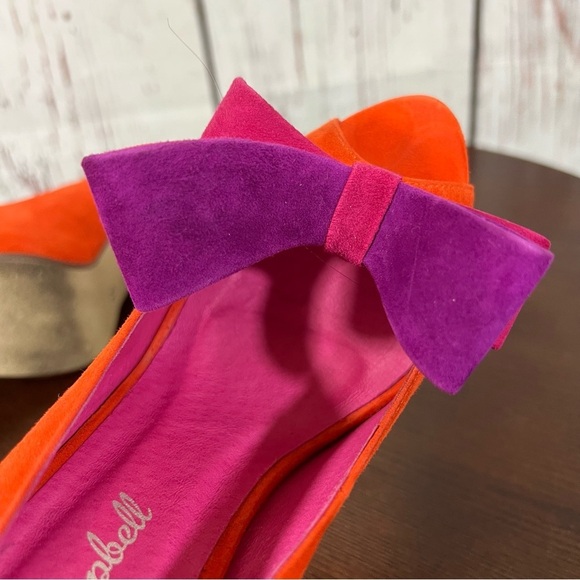JEFFREY CAMPBELL GARRET orange combo Women's Bow Accent peep toe high heels 7.5 - Picture 3 of 16